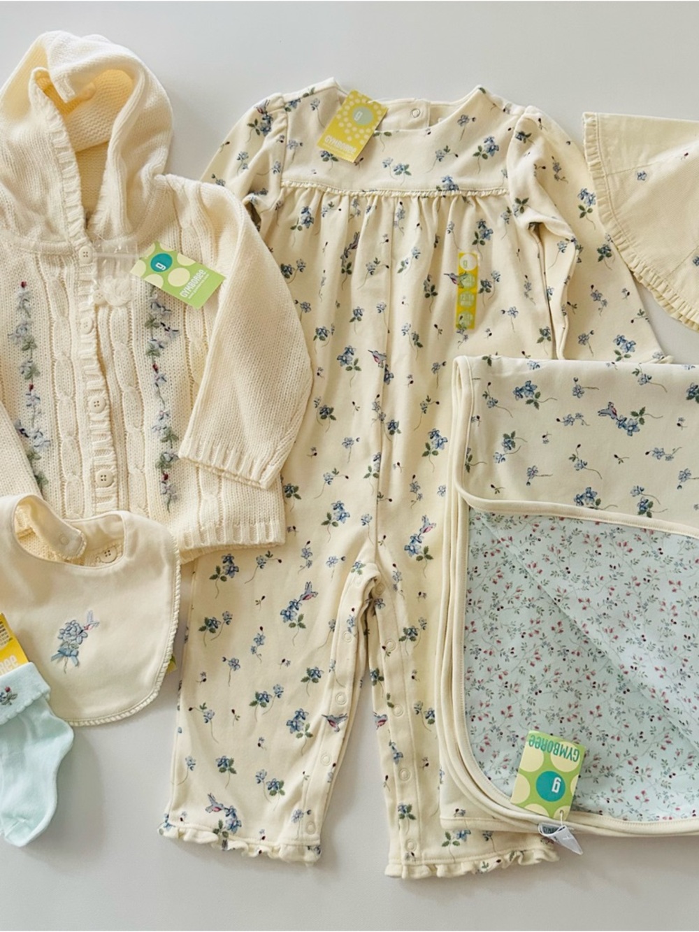 Gymboree Vintage Nature’s Wonder Baby Blanket Clothes Hummingbird Floral Set NWT